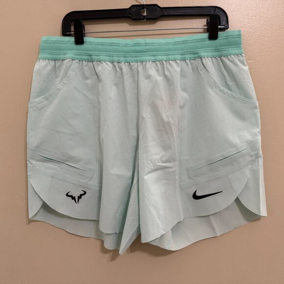 Nike Court Dri-Fit ADV Rafa Nadal 7” Tennis Shorts Green DV2881-346 Mens NEW - Picture 2 of 16